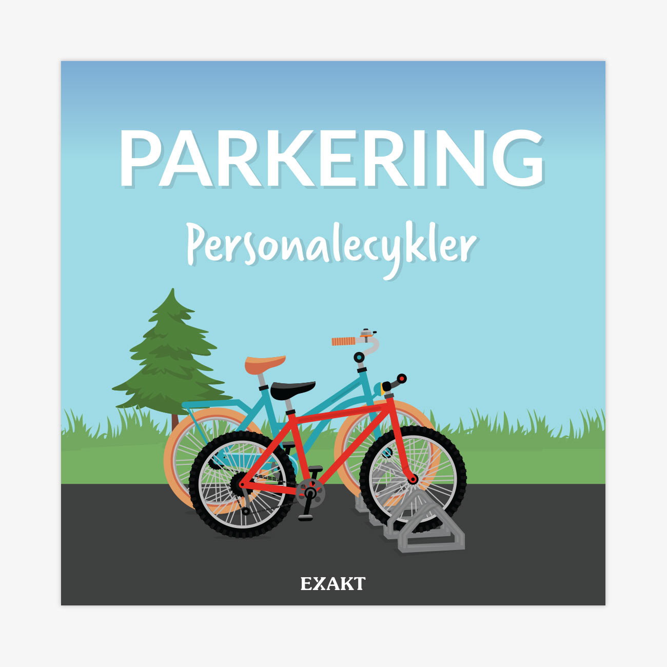 Hegnsskilt med cykelparkering for personale