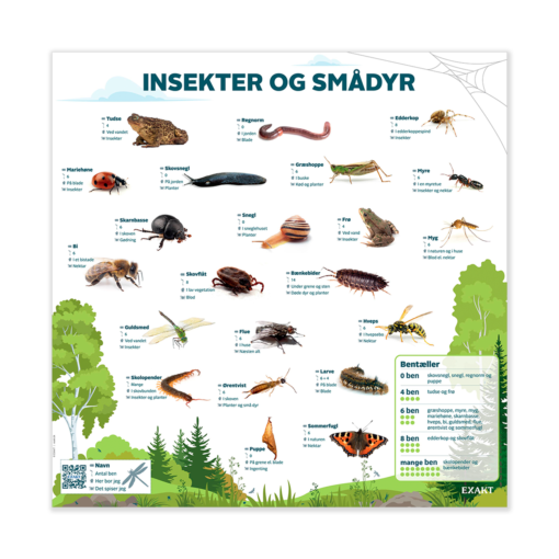 Design med insekter og smådyr med bentæller