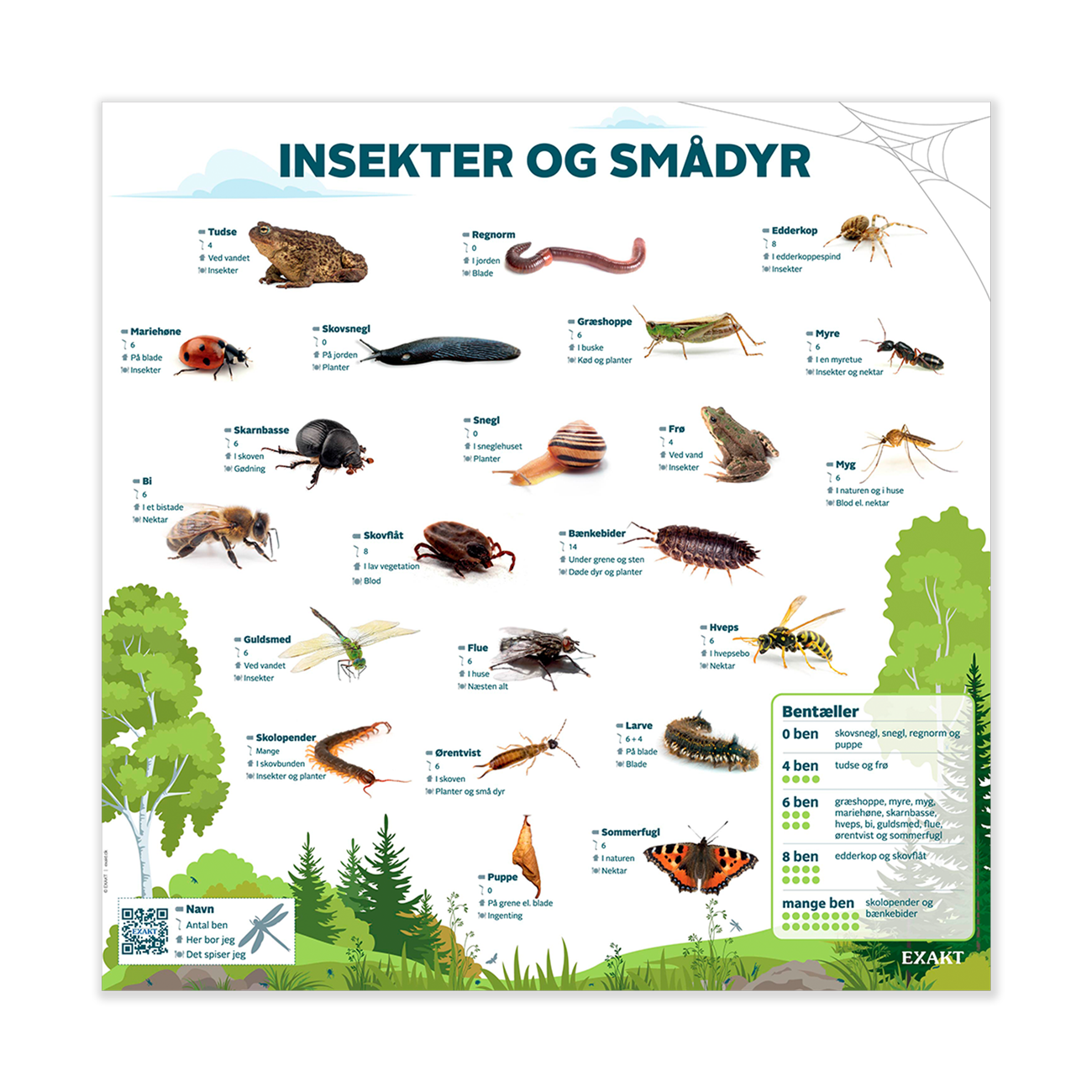 Design med insekter og smådyr med bentæller