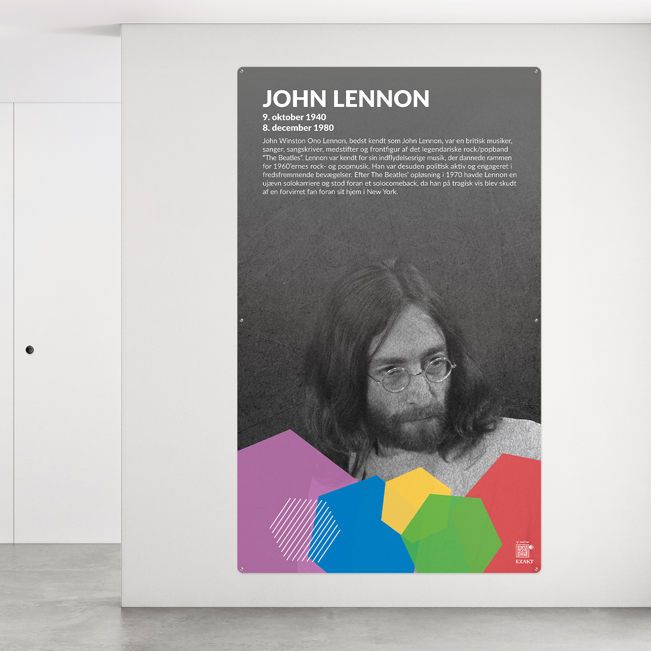 Design med John Lennon på vægplade